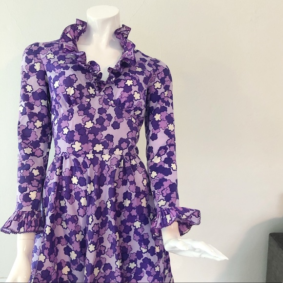 SOLD • VTG 70’s Fred Rothschild Purple Dress - Picture 3 of 4